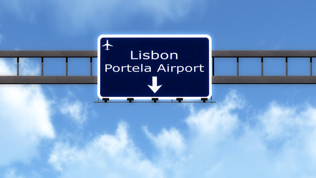 Lisbon Portugal Airport Highway Road Sign