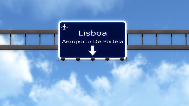 Lisbon Portugal Airport Highway Road Sign