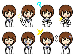 シンプルキャラクター　会話・表情イラスト集　女性医師 その１