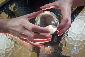 Fortune teller using crystal ball