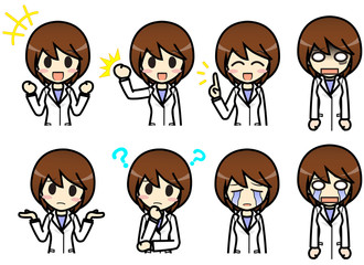 シンプルキャラクター　会話・表情イラスト集　女性医師 その２