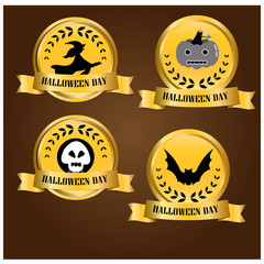Gold banner halloween day vector