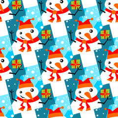 snowmans seamless pattern