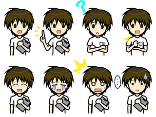 シンプルキャラクター　会話・表情イラスト集　男性看護師 その１