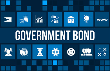 Government Bond concept image with business icons and copyspace.