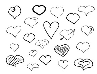 Hand-drawn doodle hearts