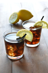 two glasses of Cuba Libre cocktail