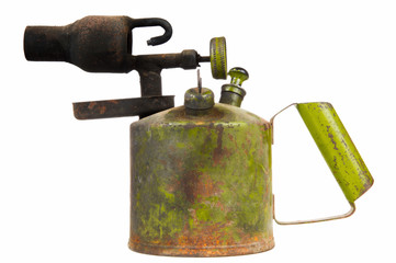 Old Kerosene Blowtorch Isolated on White Background