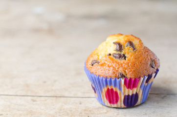 Homemade chocolate chip muffin.