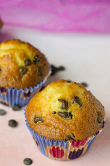 Homemade chocolate chip muffins.
