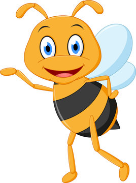 Little bee cartoon presenting 
