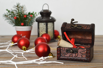 Christmas letter in treasure chest