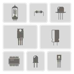 monochrome icon set with electronic components for your design