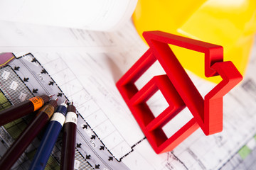 Architectural project and Yellow helmet