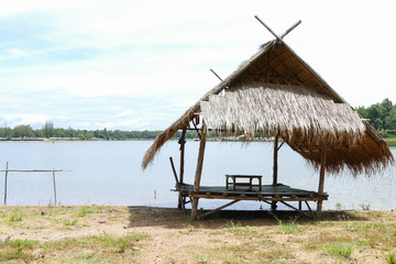 Fototapeta na wymiar gazebo beside the lake