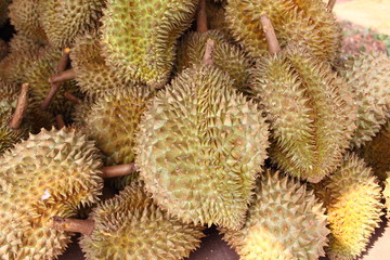 Group of durian in the market.