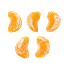 Slice sections of tangerine isolated over the white background