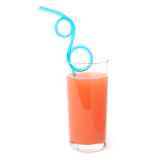 Tall glass filled with the grapefruit juice and curved blue