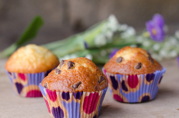 Homemade chocolate chip muffins.
