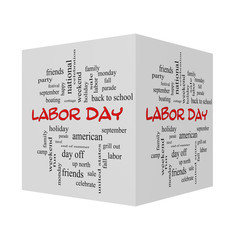 Labor Day 3D Word Cloud Concept in red caps