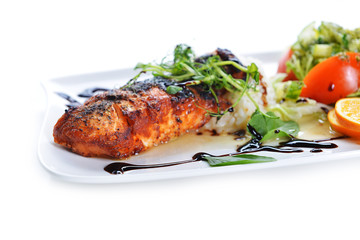 roasted fish and  rice
