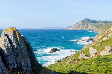 view of the rocky coast of ocean
