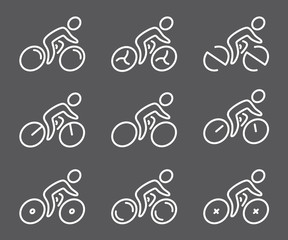 Linear sports icons cycling