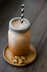 ice tea with milk in glass