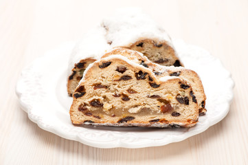 Christmas stollen. Close-up, horizontal