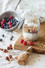Obraz na płótnie Canvas Granola with yogurt berries