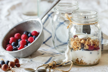 Granola with yogurt berries
