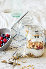 Granola with yogurt berries