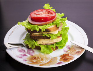 sandwich with tomato cheese and ham