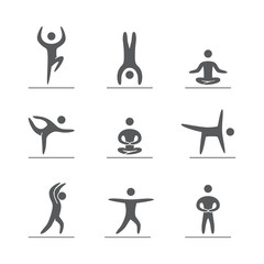 Silhouettes of figures yogis icons set