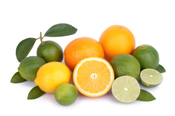 fresh orange,lemon and citrus fruits isolate on white background