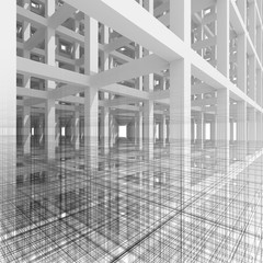 3d abstract of columns and beams ,architecture background. 