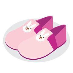A pair of pink slippers with cute bunnies.