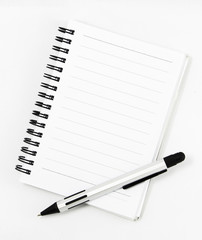 white notebook isolated on white background