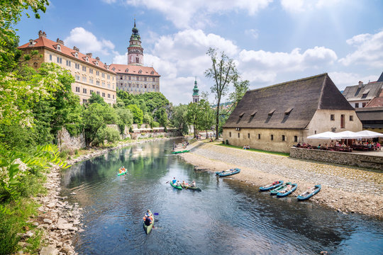 Cesky Krumlov with Moldau River, Bohemia, Czech Republic