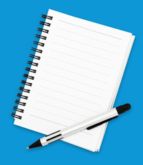 white notebook isolated with clipping path