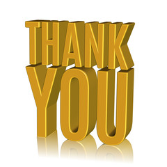 Tag Thank You golden color in 3D on a white background