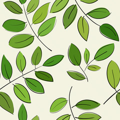 Pattern with beautiful branches with green leaves