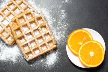 Waffles and oranges