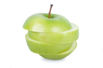 Fresh green apple, isolated on white background