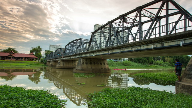 Chiang Mai City Scape, Sunset at Khualek, Vibrant style color and sun effect
