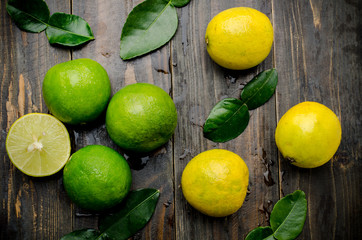 Fresh lime on wooden background