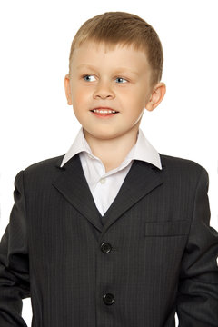 little boy in a suit