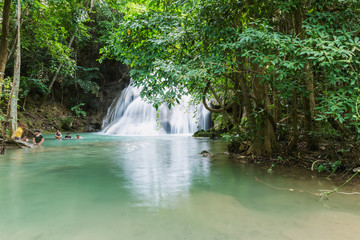 Deep forest waterfall in national park