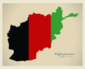 Modern Map - Afghanistan flag colored AF