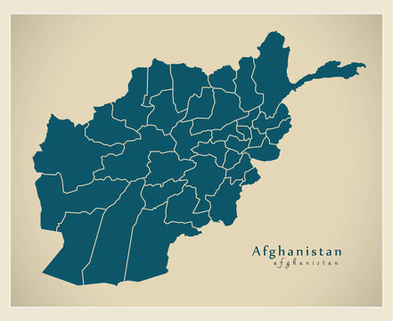 Modern Map - Afghanistan with provinces AF